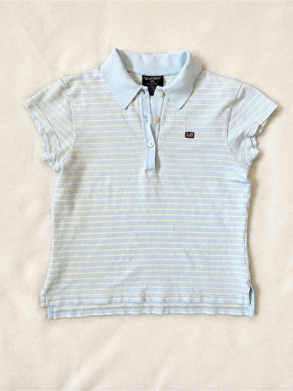 Vintage Polo Jeans Co Ralph Lauren Striped Baby Polo Shirt Blue M